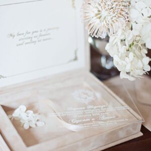 CUSTOM WEDDING BOX VELVET INVITATION ACRYLIC